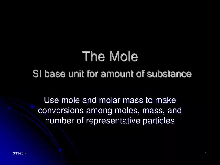 the mole si base unit for amount of substance