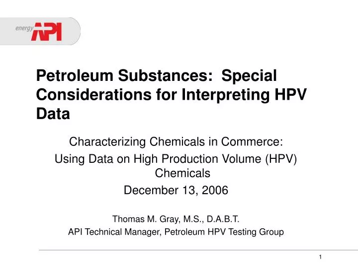 petroleum substances special considerations for interpreting hpv data