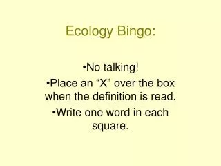 Ecology Bingo: