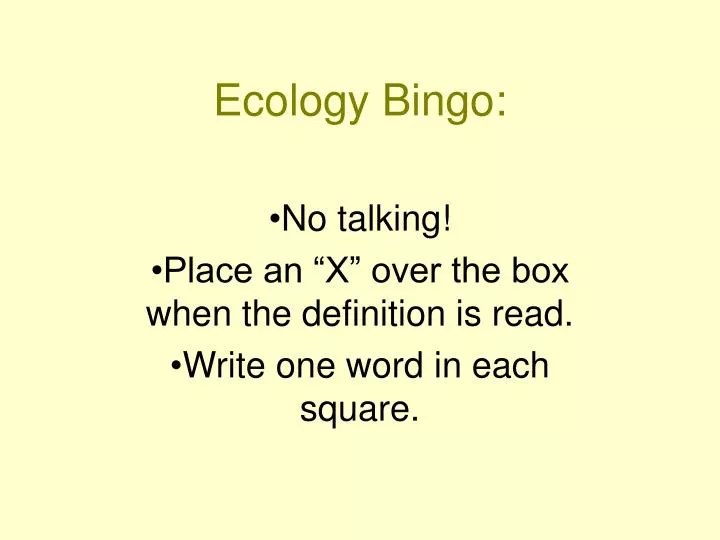 ecology bingo