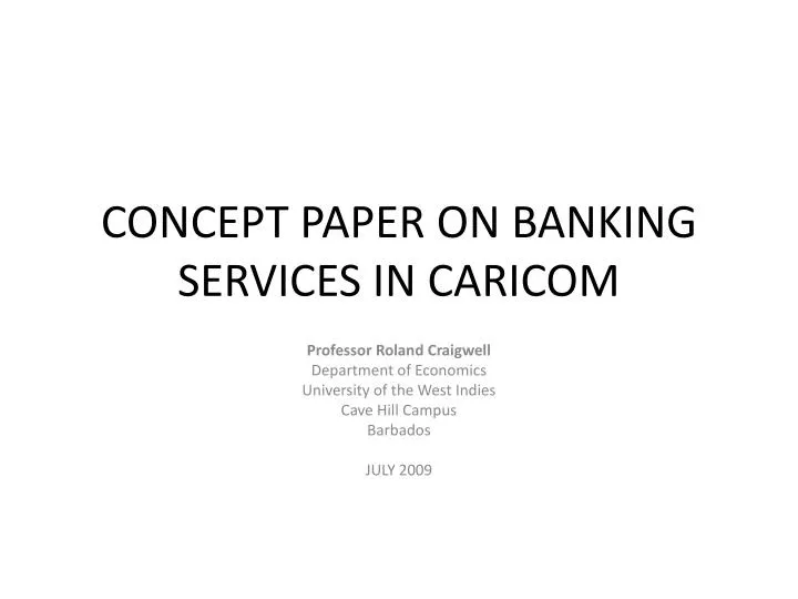 concept paper on banking services in caricom