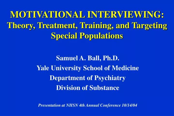 motivational interviewing theory treatment training and targeting special populations