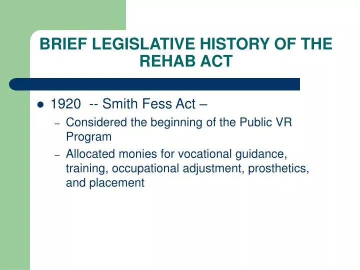 brief legislative history of the rehab act