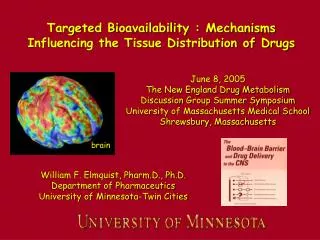 Targeted Bioavailability : Mechanisms Influencing the Tissue Distribution of Drugs