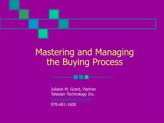 Mastering and Managing the Buying Process