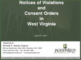 Notices of Violations and Consent Orders in West Virginia