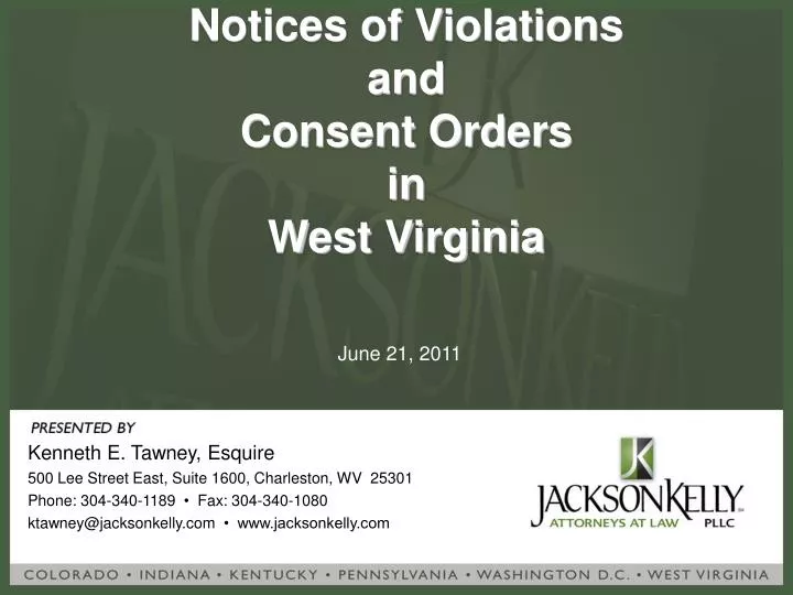 notices of violations and consent orders in west virginia