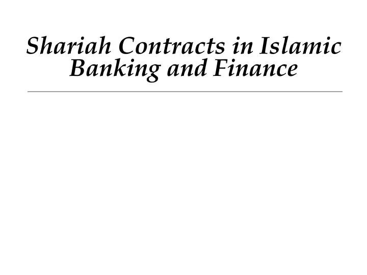 shariah contracts in islamic banking and finance