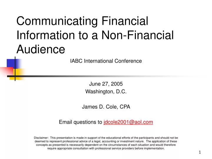 communicating financial information to a non financial audience