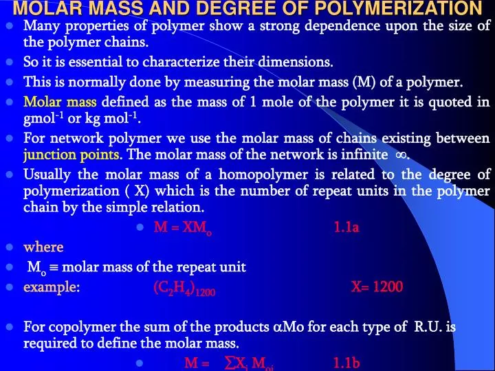 PPT MOLAR MASS AND DEGREE OF POLYMERIZATION PowerPoint