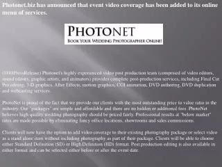 Photonet.biz has announced that event video coverage has bee