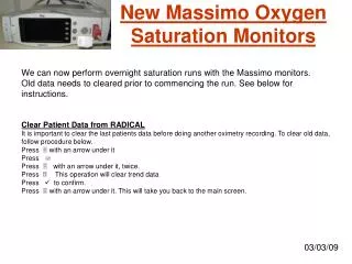 New Massimo Oxygen Saturation Monitors