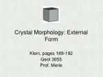 Crystal Morphology: External Form