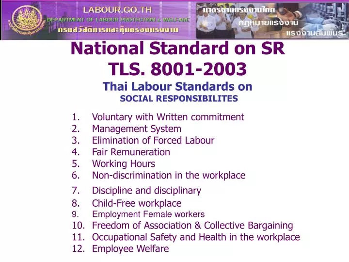 national standard on sr tls 8001 2003 thai labour standards on social responsibilites