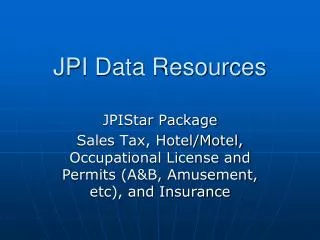 JPI Data Resources
