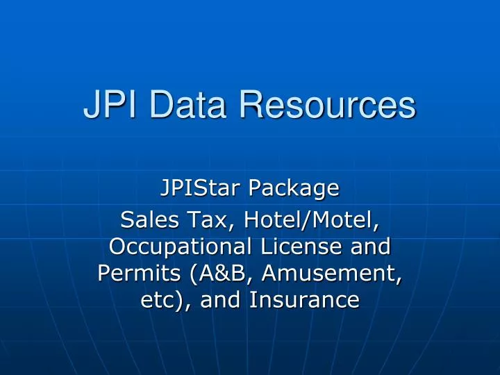 jpi data resources