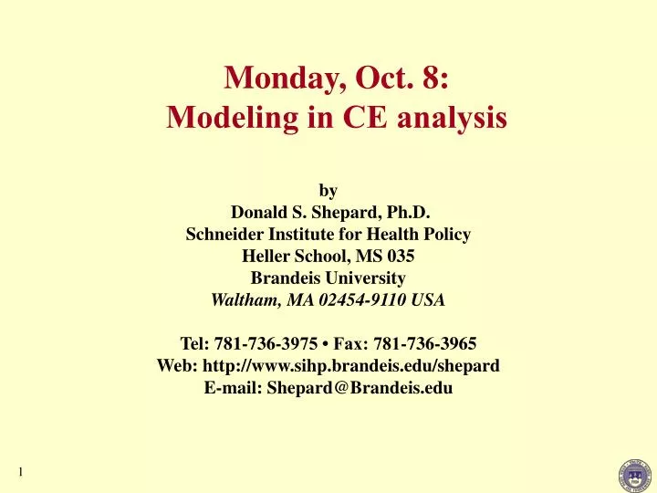 monday oct 8 modeling in ce analysis