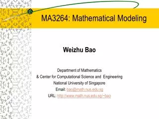 MA3264: Mathematical Modeling