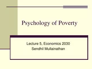 Psychology of Poverty