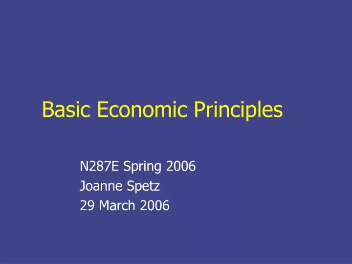 basic economic principles