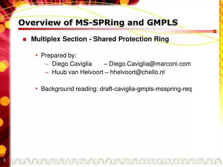 overview of ms spring and gmpls