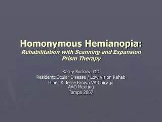 Homonymous Hemianopia: Rehabilitation with Scanning and Expansion Prism Therapy