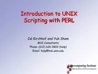 Introduction to UNIX Scripting with PERL