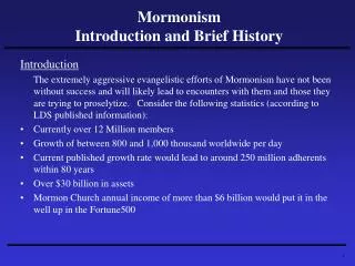 Mormonism Introduction and Brief History