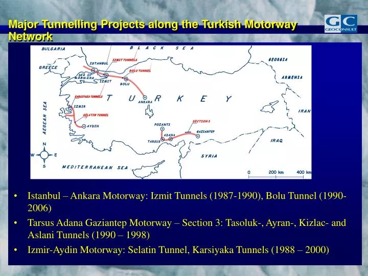major tunnelling projects along the turkish motorway network