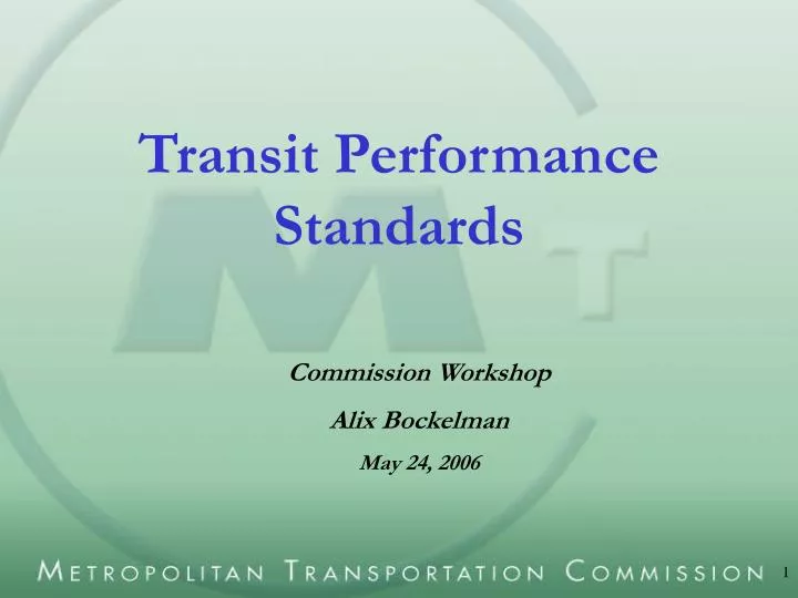 transit performance standards