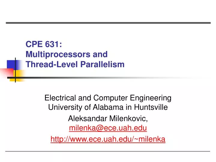 cpe 631 multiprocessors and thread level parallelism