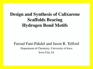 Design and Synthesis of Calixarene Scaffolds Bearing Hydrogen Bond Motifs