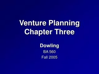 Venture Planning Chapter Three