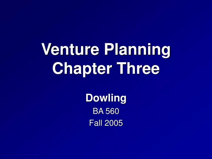 venture planning chapter three