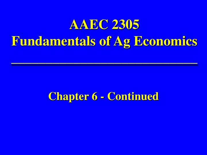 aaec 2305 fundamentals of ag economics