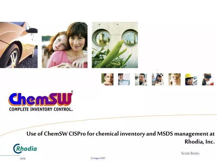 use of chemsw cispro for chemical inventory and msds management at rhodia inc