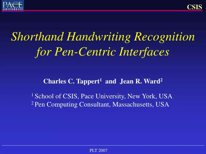 shorthand handwriting recognition for pen centric interfaces