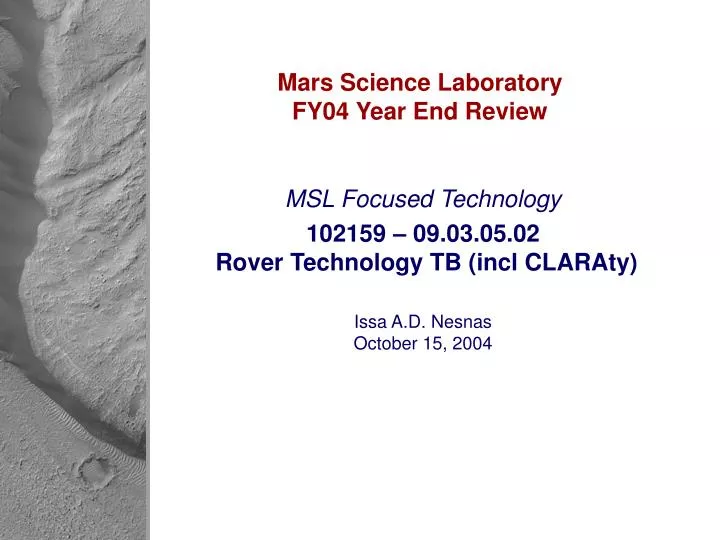 mars science laboratory fy04 year end review