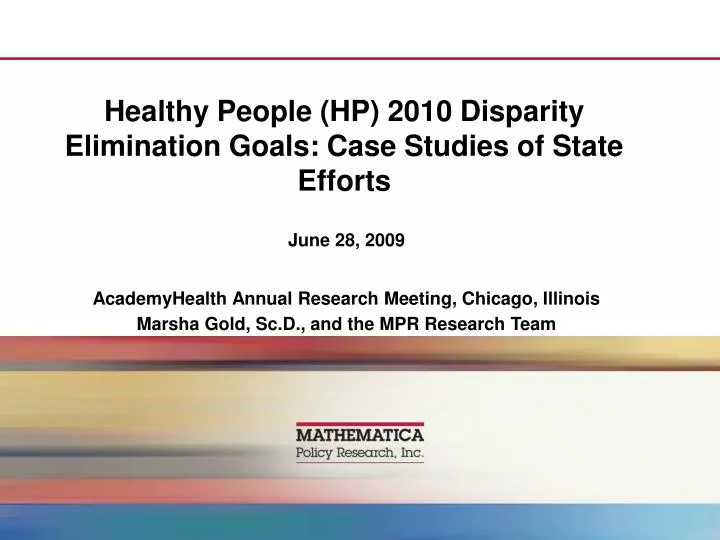 healthy people hp 2010 disparity elimination goals case studies of state efforts