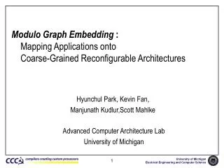 Modulo Graph Embedding : Mapping Applications onto Coarse-Grained Reconfigurable Architectures