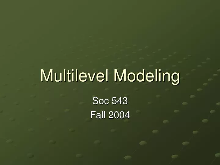 multilevel modeling