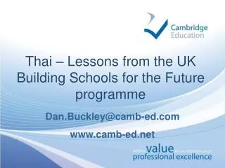 Thai – Lessons from the UK Building Schools for the Future programme