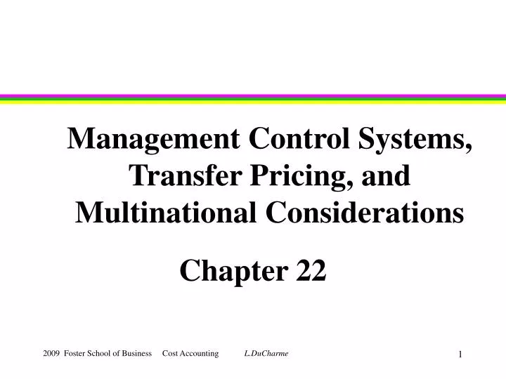management control systems transfer pricing and multinational considerations
