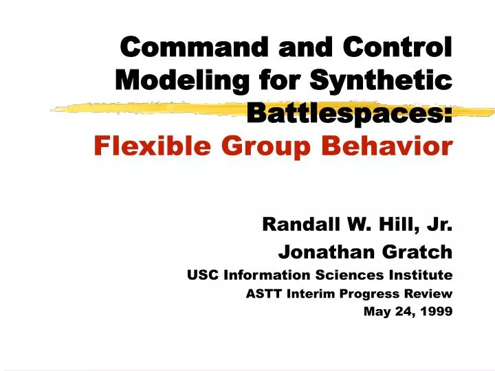 command and control modeling for synthetic battlespaces flexible group behavior
