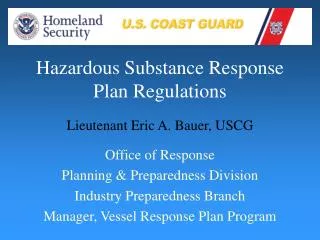 Hazardous Substance Response Plan Regulations