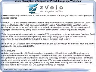zvelo Strengthens Support for Polish Language Websites