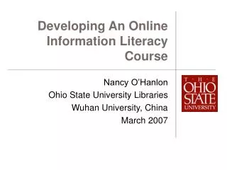 Developing An Online Information Literacy Course