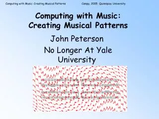 Computing with Music: Creating Musical Patterns