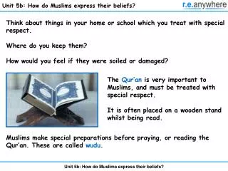 Unit 5b: How do Muslims express their beliefs?