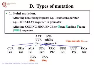 D. Types of mutation
